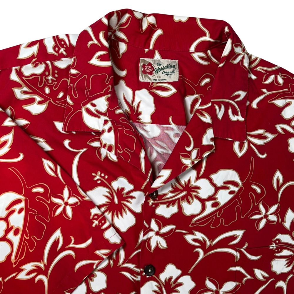 Hilo Hattie Hawaiian Shirt Mens 3XL Red Floral Hibiscus Aloha Tropical Vacation